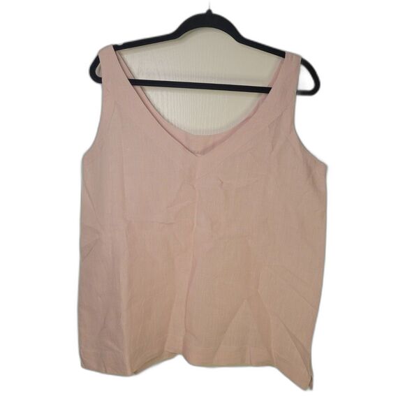 Vikolino Linen Pink V Neck Tank Top - Picture 1 of 3